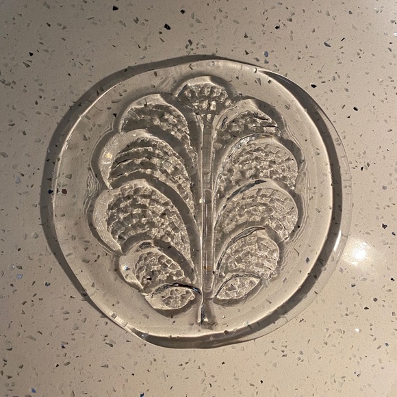 Vintage 9 Inch Orrefors Sweden Lars Hellsten Tree of Life Glass Server Plate EUC - Picture 4 of 6